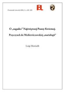 O "zagadce" Najświętszej Panny Kwietnej : przyczynek do Mickiewiczowskiej "mariologii"