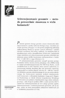 Sekwencjonowanie genomów- metoda powszechnie stosowana w wielu badaniach?