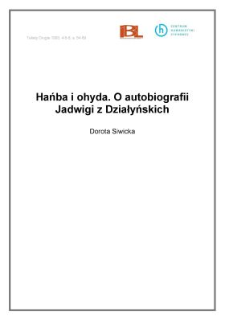 Hańba i ohyda. O autobiografii Jadwigi z Działyńskich