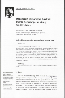 Lactic acid bacteria cellular responses for enviromental stress