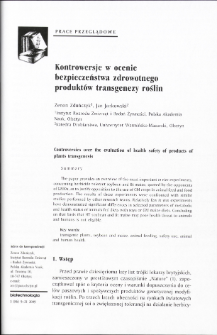 Controversies over the evaluation of health safety of products of plants transgenesis