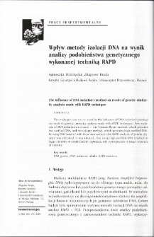 Wpływ metody izolacji DNA na wynik analizy podobieństwa genetycznego wykonanej techniką RAPD