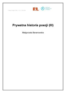 Prywatna historia poezji (III)
