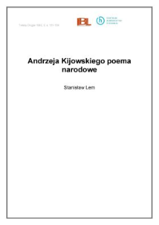 Andrzeja Kijowskiego poema narodowe