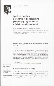 Agrobiotechnology and food industry: perspectives and limitations and the public opinion