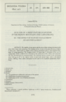 Analysis of a sheep pasture ecosystem in the Pieniny Mountains (the Carpathians). 15, The effect of pasture management on ant population