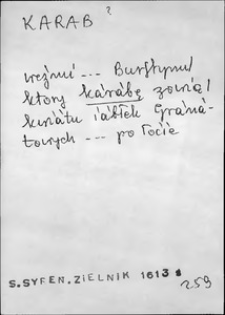 Kartoteka Słownika języka polskiego XVII i 1. połowy XVIII wieku; Karab - Karmicielka