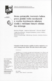 Estimation of callus formation capability of anthers obtained as a result of crossing Linola cultivar with other linseed cultivar plants