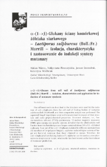 L-(1—>3)-Glucans from cell wall of Laetiporus sulphureus (Bull.:Fr.) Murrill - isolation, characteristics and application for induction of mutanase synthesis