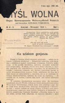 Myśl Wolna : organ Stow. Wolnomyślicieli Polskich, R. 1, No 4-5