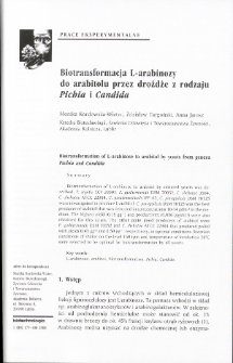 Biotransformacja L-arabinozy do arabitolu przez drożdże z rodzaju Pichia i Candida