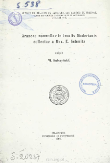 Araneae nonnullae in insulis Maderianis collectae a Rev. E. Schmitz