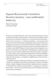Zygmunt Krzyżanowski w kontekście literatury mniejszej – zarys problematyki badawczej