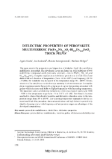 Dielectric properties of perovskite multiferroic Pb(Fe0.5Nb0.5)O3,-Bi0.95Dy0.05FeO thick films = Właściwości dielektryczne perowskitowych multiferroicznych grubych warstw Pb(Fe0.5)O3-Bi0.95Dy0.05FeO3