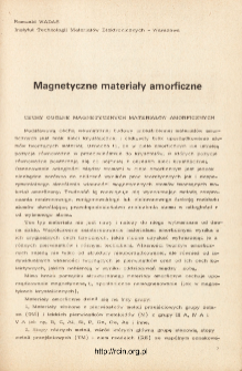 Magnetyczne materiały amorficzne = Amorphous magnetic materials