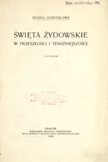 Święta żydowskie w przeszłości i teraźniejszości. Cz. 1