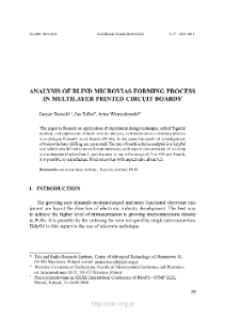Analysis blind microvias forming process in multilayer printed circuit boards = Analiza procesu formowania mikrootworów nieprzelotowych w wielowarstwowych płytkach obwodów drukowanych