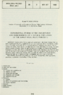 Experimental studies of the exploitation and overcrowding of a natural population of the Roman snail, Helix pomatia L.