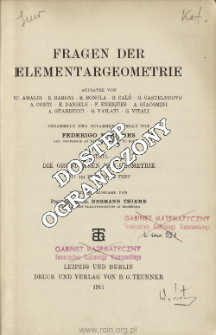 Fragen der Elementargeometrie. T. 1, Die Grundlagen der Geometrie. Table of contents and extras