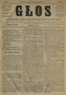 Głos : tygodnik literacko-społeczno-polityczny 1891 N.4