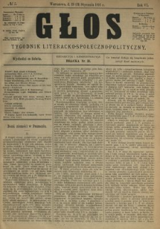 Głos : tygodnik literacko-społeczno-polityczny 1891 N.5