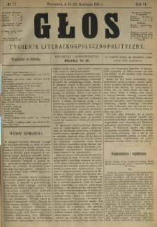 Głos : tygodnik literacko-społeczno-polityczny 1891 N.17