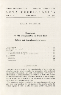 Experiments on the transplantation of ova in mice; Badania nad transplantacją jaj myszy