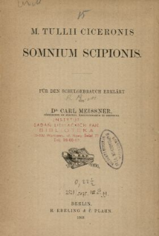 M. Tullii Ciceronis Somnium Scipionis