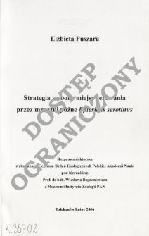 Strategia wyboru miejsc żerowania przez mroczki późne Eptesicus serotinus