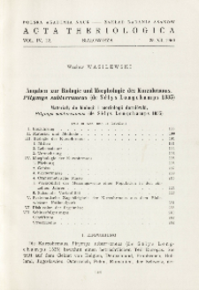 Angaben zur Biologie und Morphologie der Kurzohrmaus, Pitymys subterraneus (de Sélys Longchamps 1835); Materiały do biologii i morfologii darniówki, Pitymys subterraneus (de Sélys Longchamps 1835)