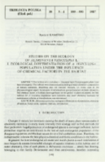 Studies on the ecology of Aldrovanda vesiculosa L. 1, Ecological differentiation of A. vesiculosa population under the influence of chemical factors in the habitat