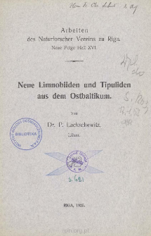 Neue Limnobiiden und TipuJiden aus dem Ostbaltikum