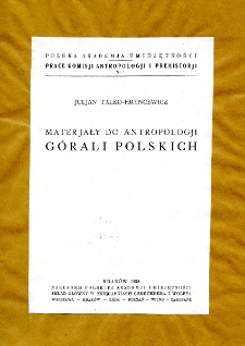 Materjały do antropologji górali polskich