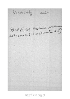 Niepiekła. Files of Zakroczym district in the Middle Ages. Files of Historico-Geographical Dictionary of Masovia in the Middle Ages