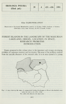Forest islands in the landscape of the Masurian Lakeland; origin, location in space, research problems. Introduction