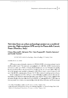 New data from an urban archaeology project on a medieval town site. High-resolution GPR surveys in Piazza delle Carceri, Prato (Florence, Italy)