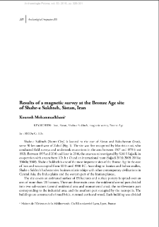 Results of a magnetic survey at the Bronze Age site of Shahr-e Sukhteh, Sistan, Iran