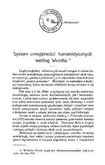 System umiejętności humanistycznych według Wundta