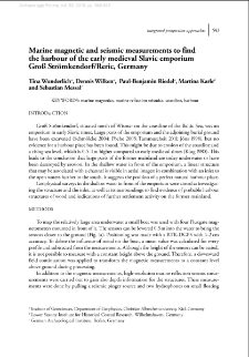 Marine magnetic and seismic measurements to find the harbour of the early medieval Slavic emporium Groß Strömkendorf/Reric, Germany