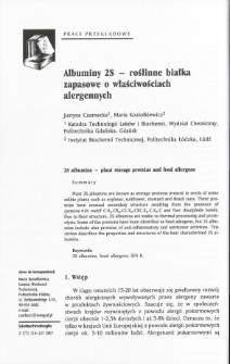 2S albumins - plant storage proteins and food allergens