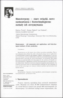Monoterpeny - stare związki, nowe zastosowania i biotechnologiczne metody ich otrzymywania