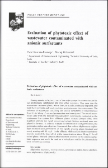 Evaluation of phytotoxic effect of wastewater contaminated with anionic surfactants