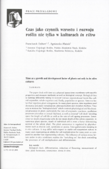 Time as a growth and development factor of plants not only in in vitro cultures