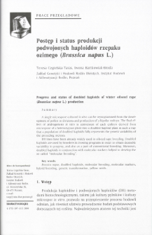 Progress and status of doubled haploids of winter oilseed rape {Brassica napus L.) production