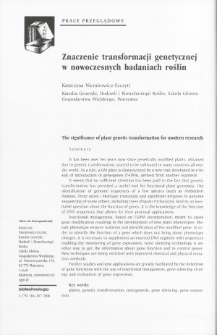 The significance of plant genetic transformation for modern research