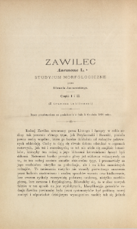 Zawilec Anemone L. : studyjum morfologiczne (z tablicą I, II i III)