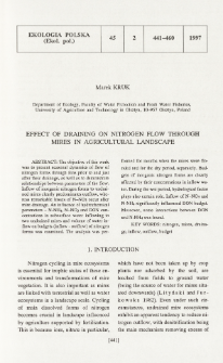 Effect of draining on nitrogen flow through mires in agricultural landscape