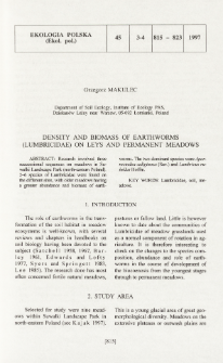 Density and biomass of earthworms (Lumbricidae) on leys and permanent meadows