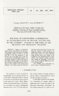 The role of earthworms (Lumbricidae) in transformations of organic matter and in the nutrient cycling in the soils of ley meadows and permanent meadows