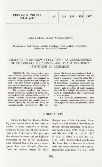 Changes in meadow ecosystems as consequence of secondary succession and plant diversity (synthesis of research)